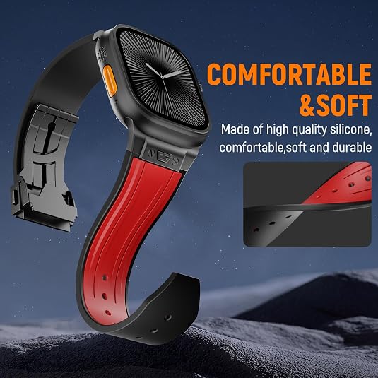 Red B Luxury Mechanical Slicone Sports Band By Shopyholy Compatible For Apple Watch