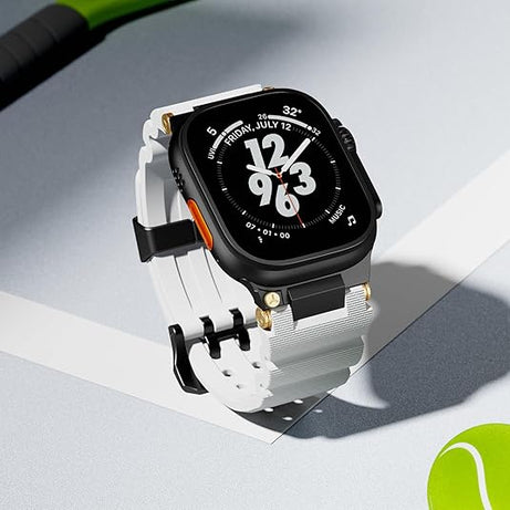 White B Luxury Veltrix Silicone Straps By Shopyholy Compatible For Apple Watch