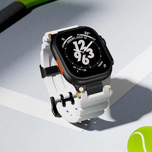 White B Luxury Veltrix Silicone Straps By Shopyholy Compatible For Apple Watch