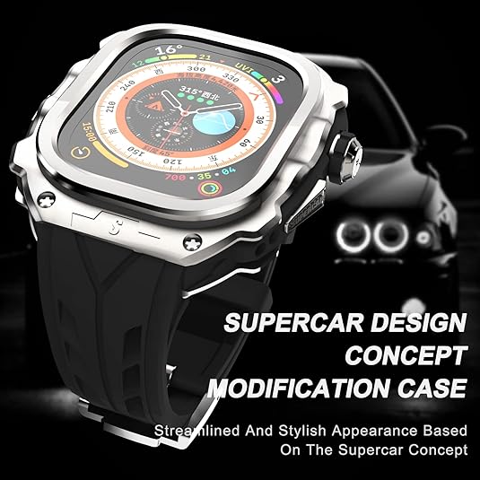49MM Silver Knight Luxury Racing Case By Shopyholy Compatible For Apple Watch Ultra 1/2 (Copy)