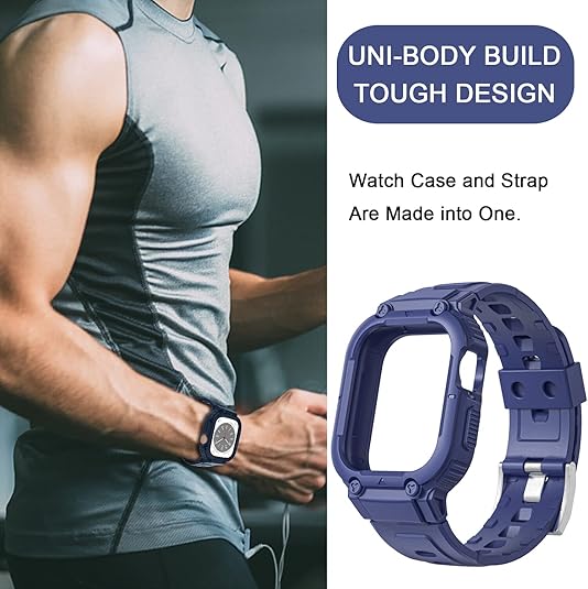 Blue Sporty TPU Case Band By Shopyholy Compatible For iWatch