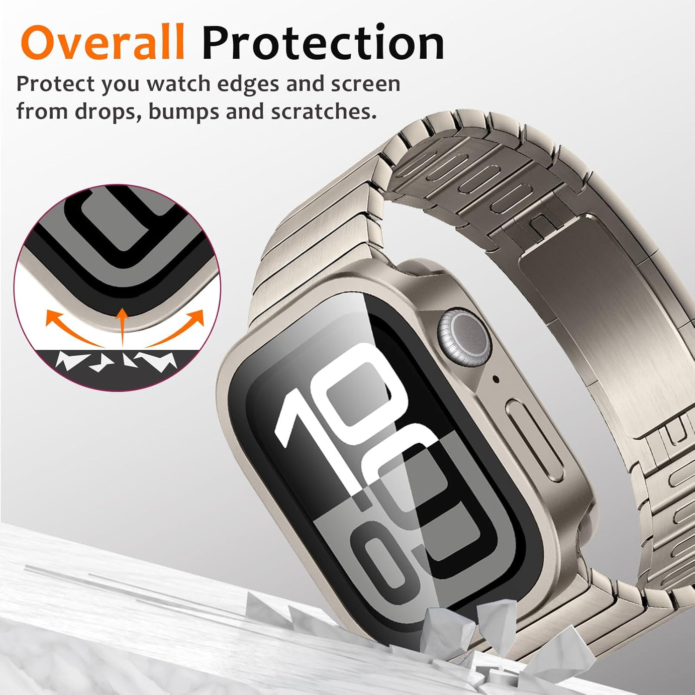 Titanium Luxury Metal Case With Screen Protector By Shopyholy Compatible For Apple Watch