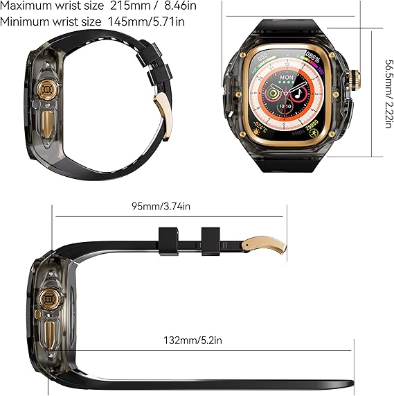 49MM Black Rose Gold Luxury Transparent Concept Case By Shopyholy Compatible For Apple Watch Ultra
