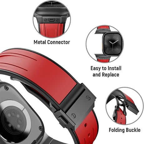 Red B Luxury Mechanical Slicone Sports Band By Shopyholy Compatible For Apple Watch