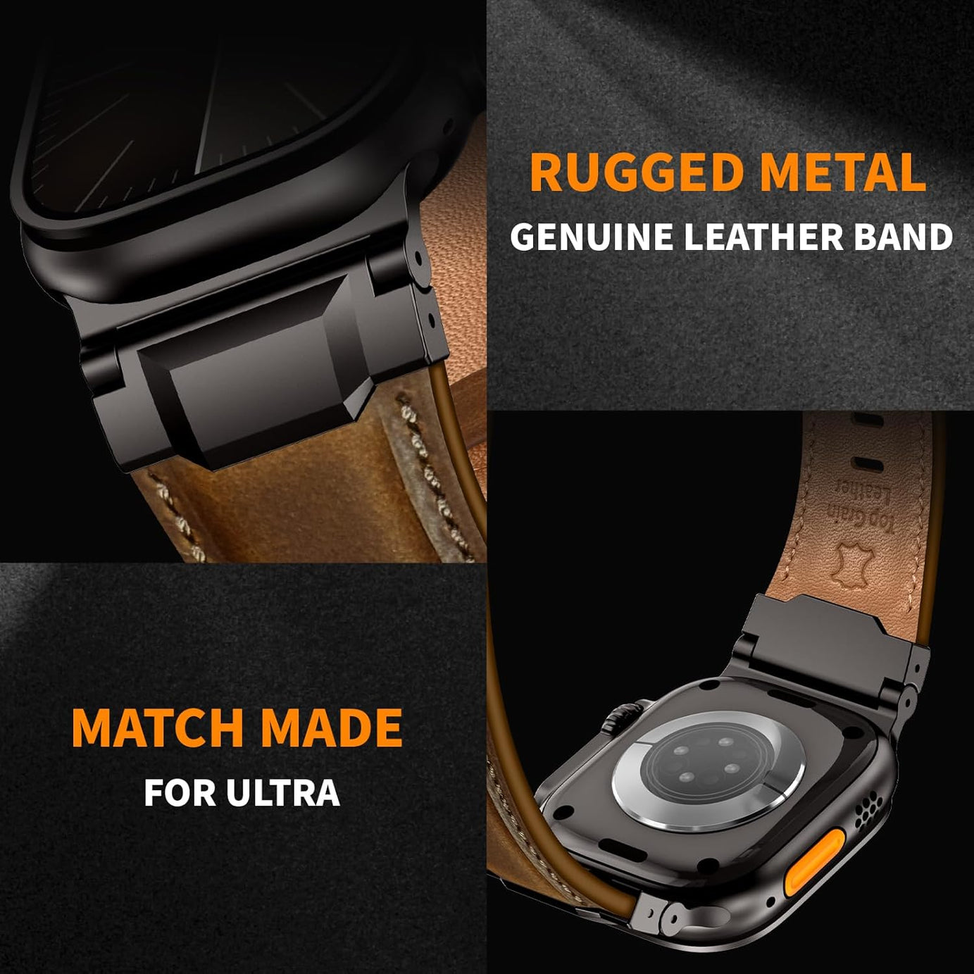Dark Brown B Luxury Cavallo Leather Straps By Shopyholy Compatible For Apple Watch