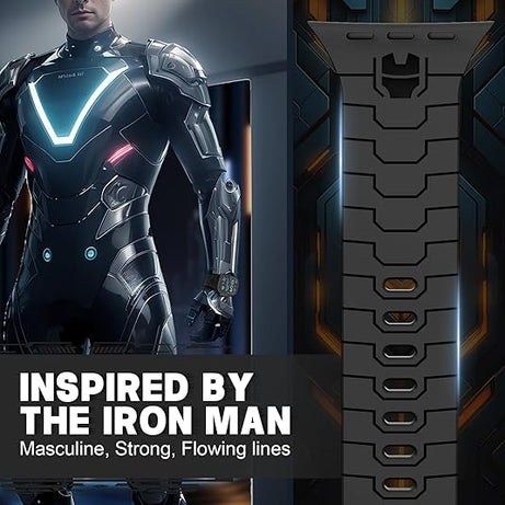 Black Premium Mavel Pattern Silicone Sports Bands By Shopyholy Compatible For Apple Watch