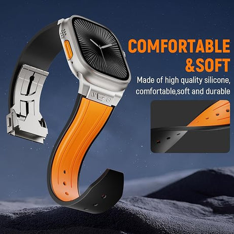 Orange Luxury Mechanical Slicone Sports Band By Shopyholy Compatible For Apple Watch