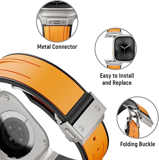 Orange Luxury Mechanical Slicone Sports Band By Shopyholy Compatible For Apple Watch