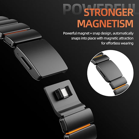 Black orange Luxury Titanium Dual Layer Silicone Magnetic Link Bands By Shopyholy Compatible For Apple Watch
