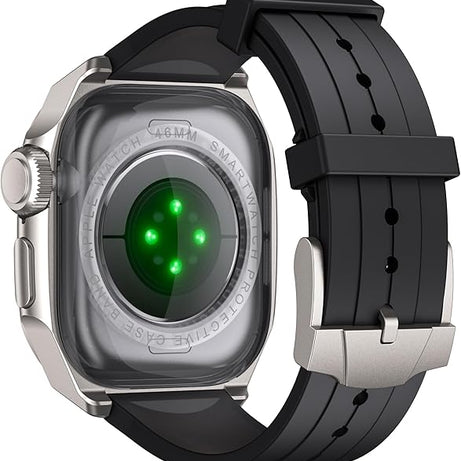 Titanium Black Luxury Metal Scale Ring Case By Shopyholy Compatible For Apple Watch