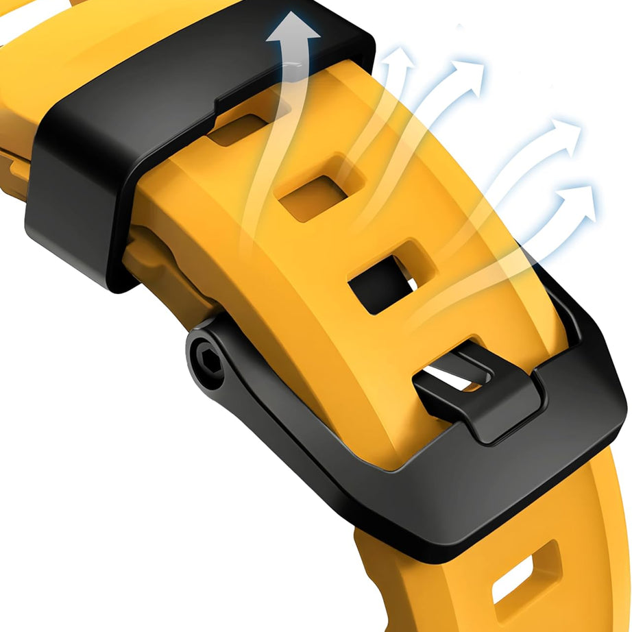 Yellow B Premium Rugged Silicone With Metal Buckle By Shopyholy Compatible For Apple Watch