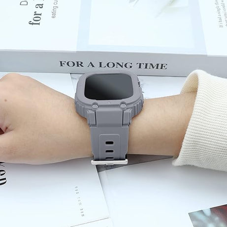 49MM Grey Sporty TPU Case Band By Shopyholy Compatible For Apple Watch Ultra