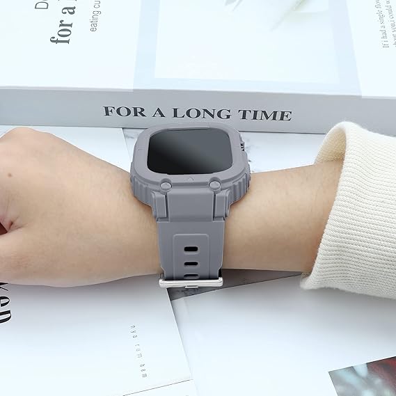 49MM Grey Sporty TPU Case Band By Shopyholy Compatible For Apple Watch Ultra