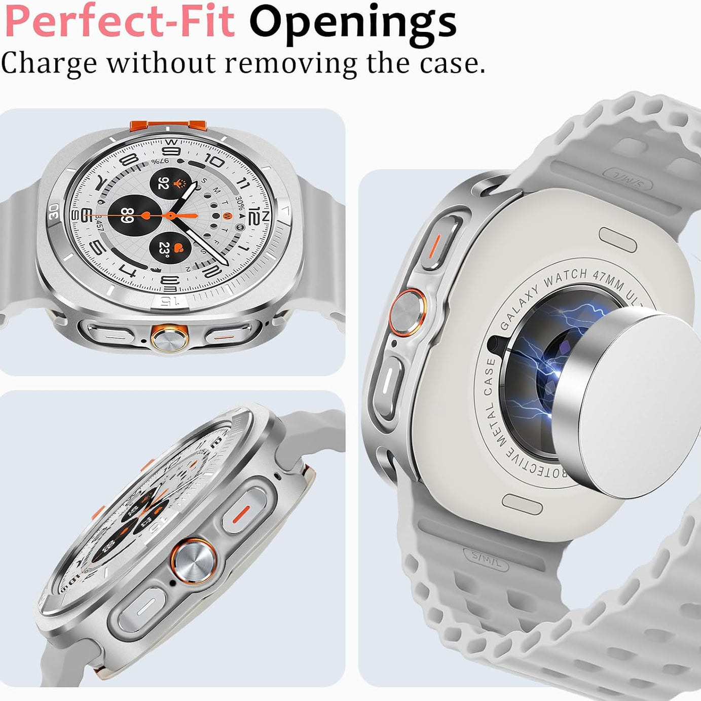 Silver Luxury Aluminum Metal Case for Samsung Galaxy Watch Ultra 47mm & Ultra 2