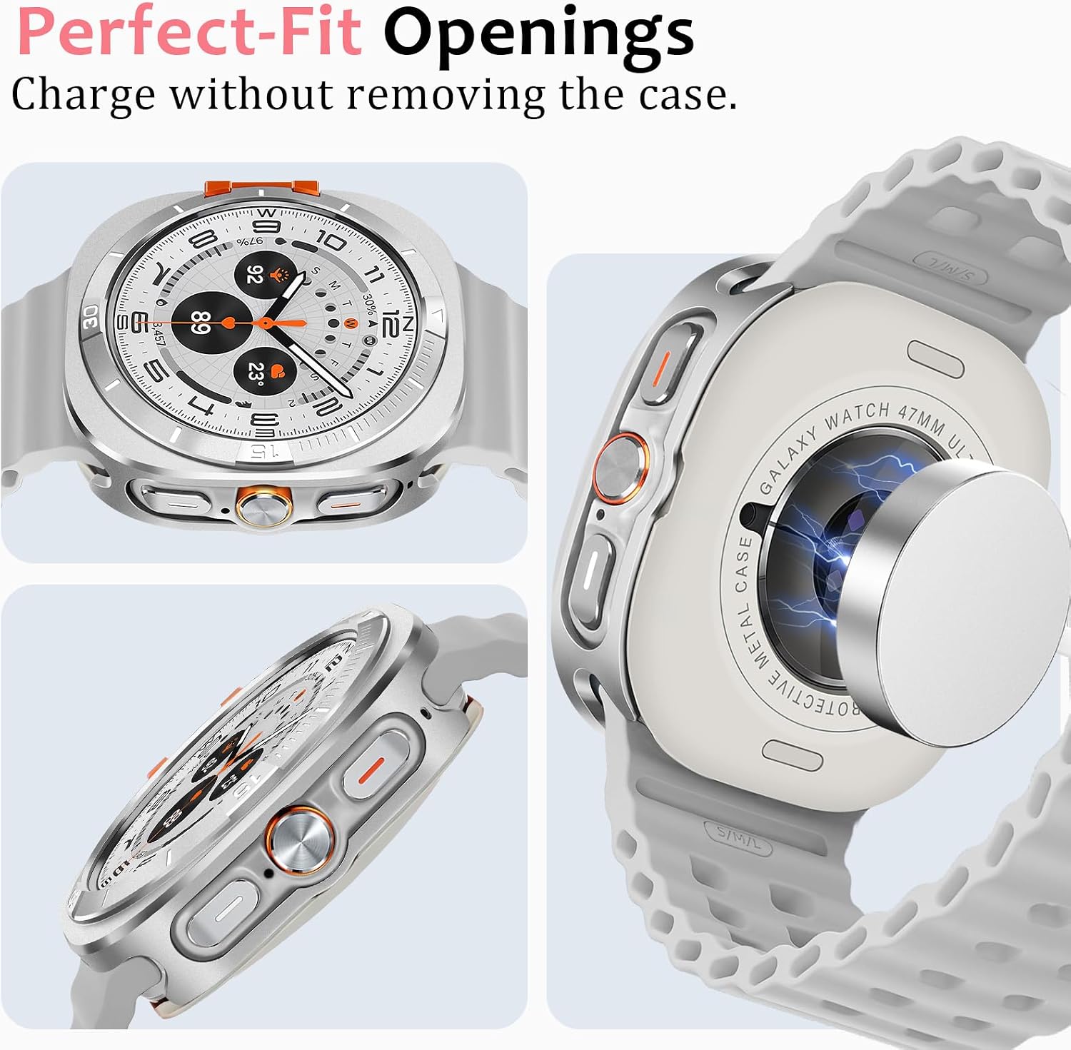 Silver Luxury Aluminum Metal Case for Samsung Galaxy Watch Ultra 47mm & Ultra 2