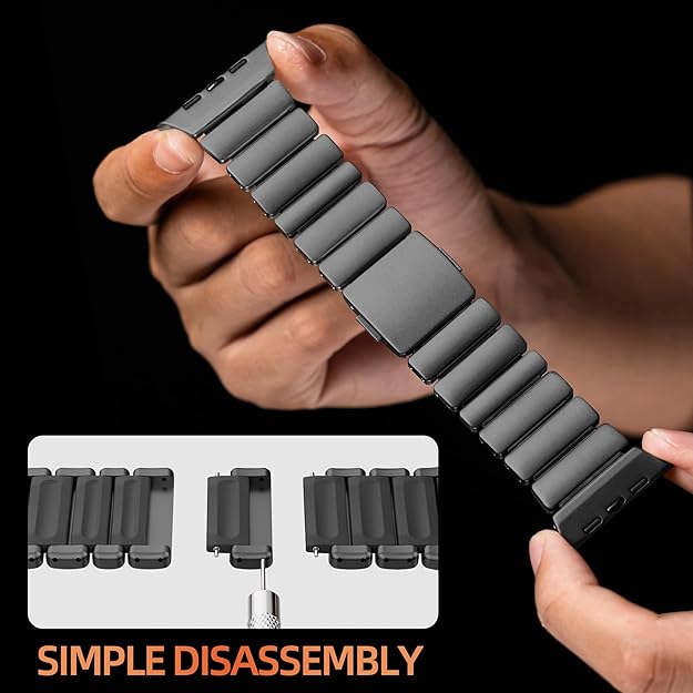 Full Black Luxury Titanium Dual Layer Silicone Magnetic Link Bands By Shopyholy Compatible For Apple Watch