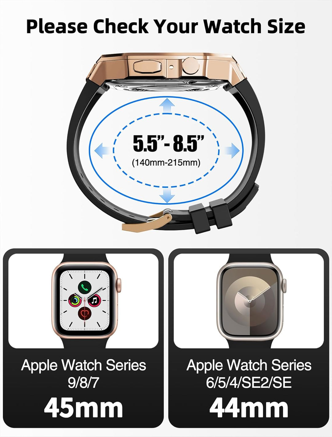 Black Luxury Modification Metal Case By Shopyholy Compatible For Apple Watch