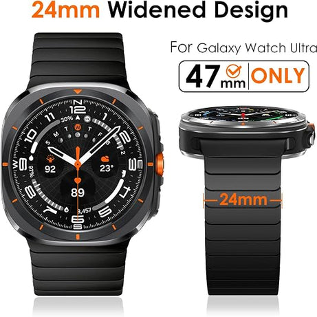 Black Ceramic Stainless Steel Band for Samsung Galaxy Watch Ultra 2/Ultra 1 – 47mm