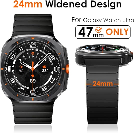 Black Ceramic Stainless Steel Band for Samsung Galaxy Watch Ultra 2/Ultra 1 – 47mm
