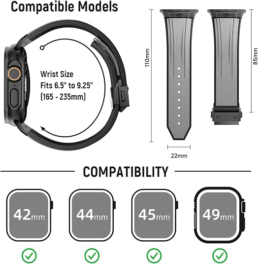 Grey B Luxury Mechanical Slicone Sports Band By Shopyholy Compatible For Apple Watch