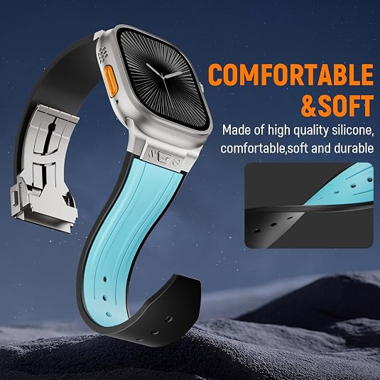 Blue Luxury Mechanical Slicone Sports Band By Shopyholy Compatible For Apple Watch