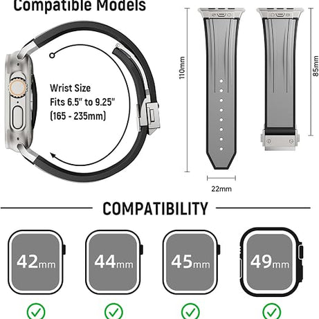 Grey Luxury Mechanical Slicone Sports Band By Shopyholy Compatible For Apple Watch