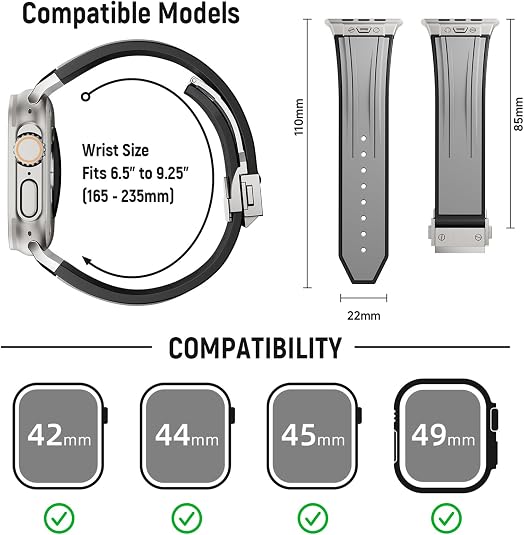 Grey Luxury Mechanical Slicone Sports Band By Shopyholy Compatible For Apple Watch