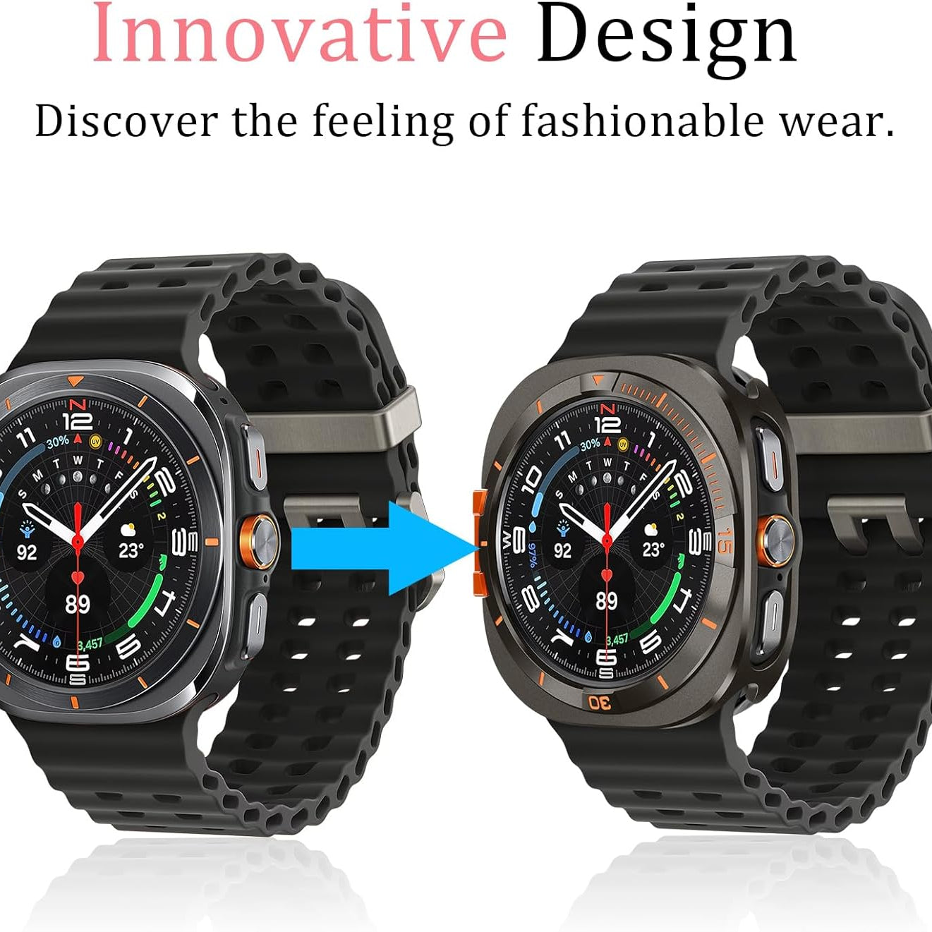 Graphite Luxury Aluminum Metal Case for Samsung Galaxy Watch Ultra 47mm & Ultra 2