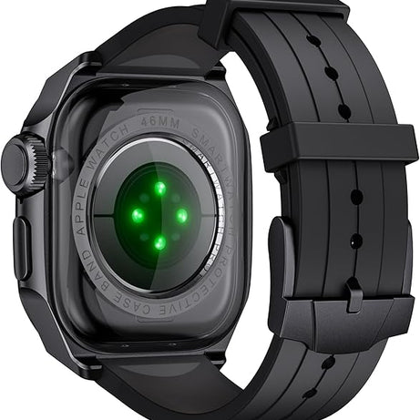 Red Black Luxury Metal Scale Ring Case By Shopyholy Compatible For Apple Watch