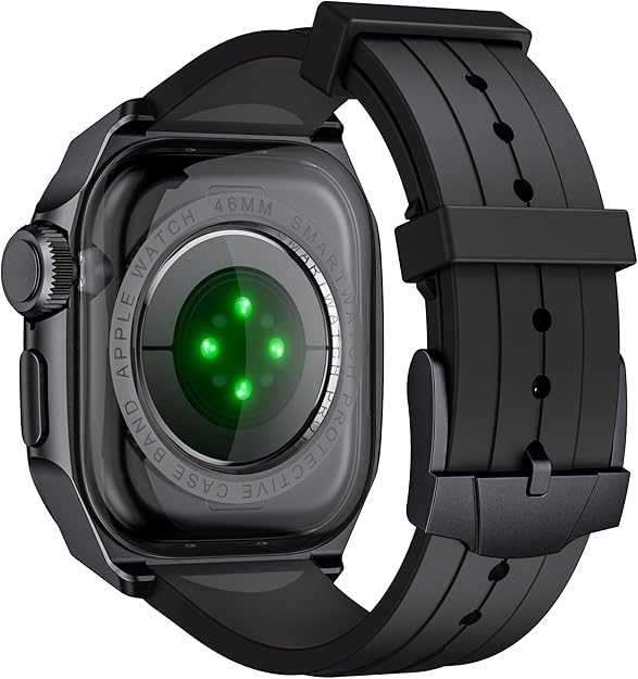 Red Black Luxury Metal Scale Ring Case By Shopyholy Compatible For Apple Watch