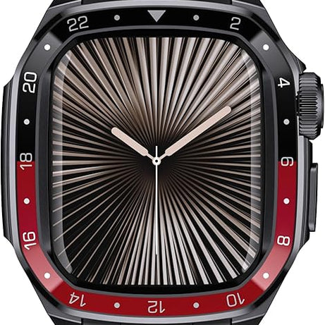 Red Black Luxury Metal Scale Ring Case By Shopyholy Compatible For Apple Watch