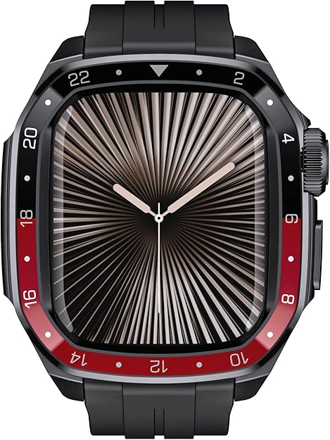 Red Black Luxury Metal Scale Ring Case By Shopyholy Compatible For Apple Watch