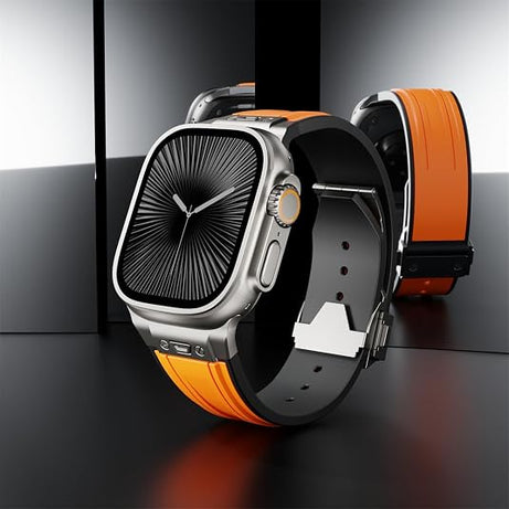 Orange Luxury Mechanical Slicone Sports Band By Shopyholy Compatible For Apple Watch