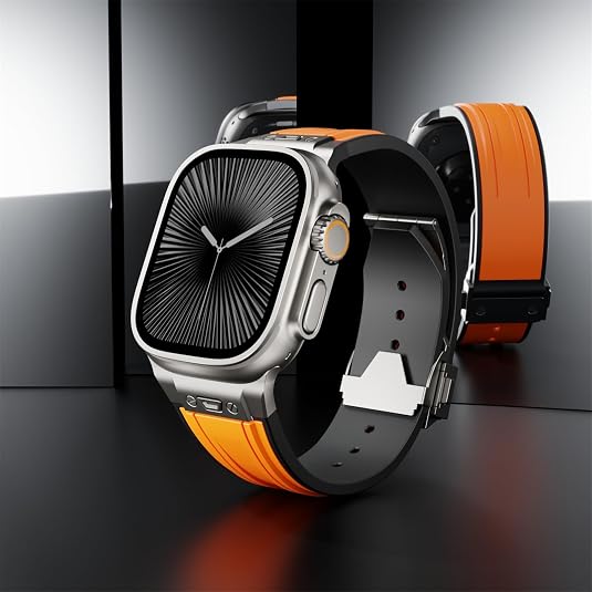 Orange Luxury Mechanical Slicone Sports Band By Shopyholy Compatible For Apple Watch