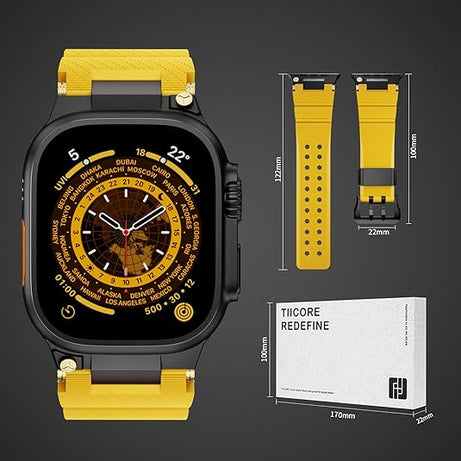 Yellow B Luxury Veltrix Silicone Straps By Shopyholy Compatible For Apple Watch