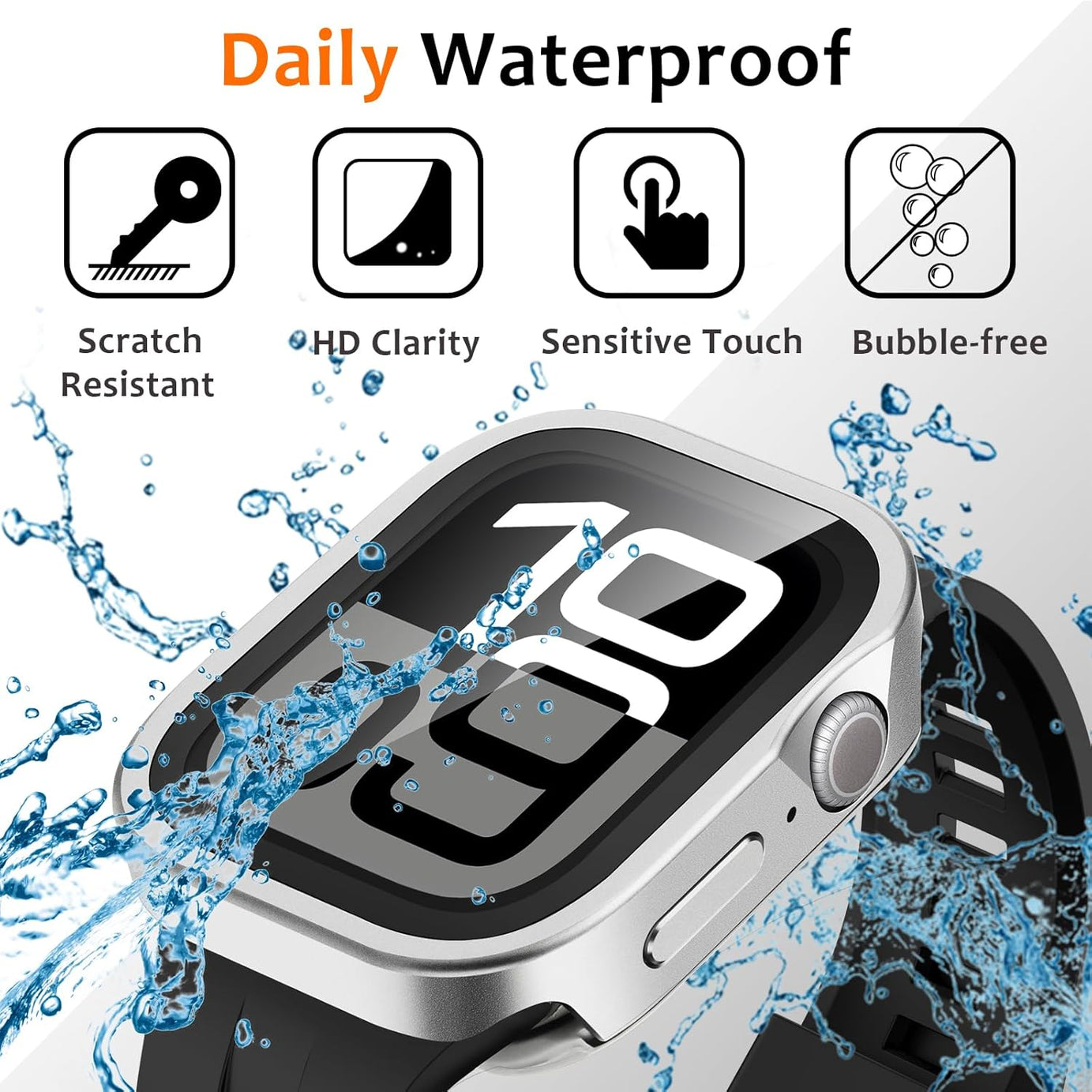 Silver Luxury Metal Case With Screen Protector By Shopyholy Compatible For Apple Watch