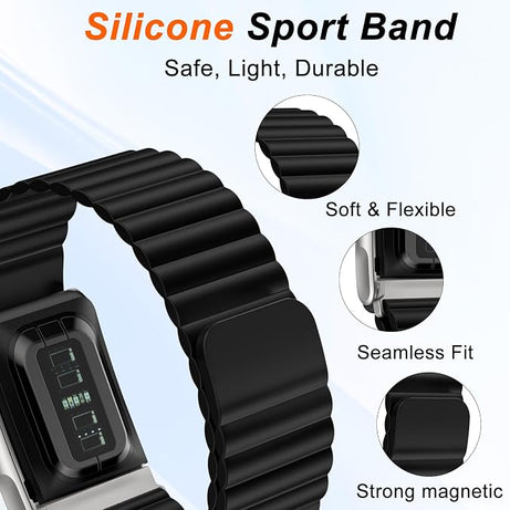 Black Wave Magnetic Silicone Sport Loop for WHOOP 5.0 Mg Life