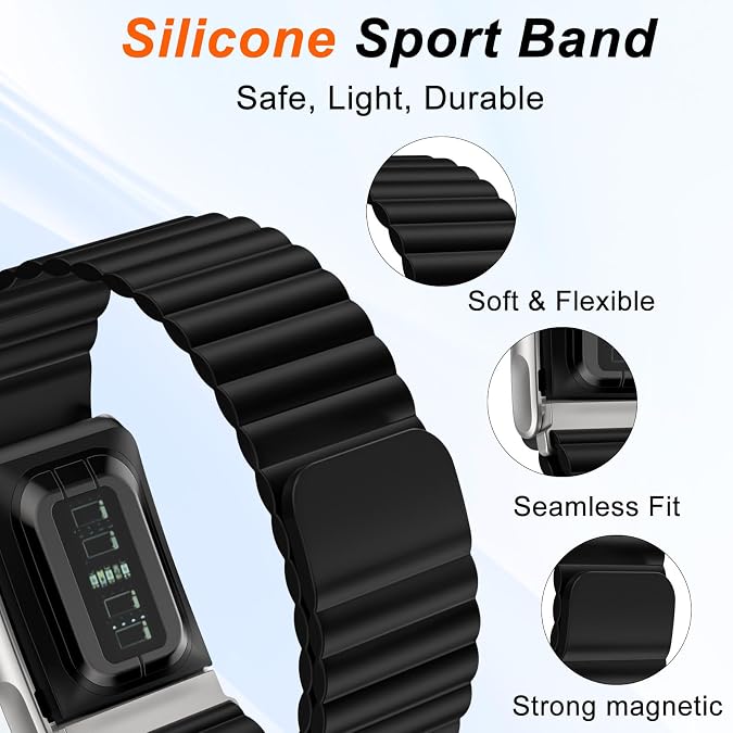 Black Wave Magnetic Silicone Sport Loop for WHOOP 5.0 Mg Life