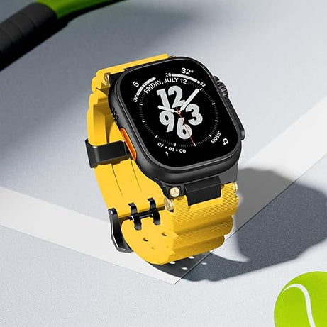 Yellow B Luxury Veltrix Silicone Straps By Shopyholy Compatible For Apple Watch