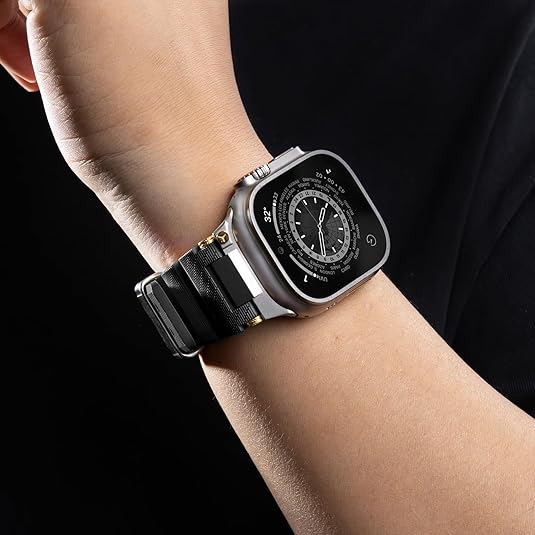 Black Luxury Veltrix Silicone Straps By Shopyholy Compatible For Apple Watch