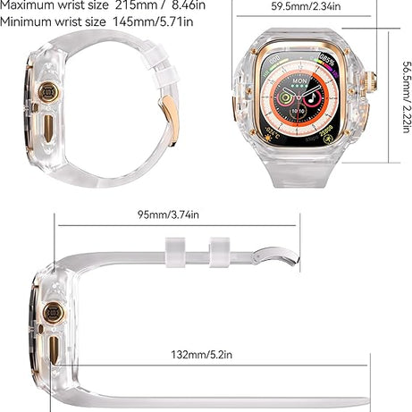 49MM Transparent Rose Gold Luxury Transparent Concept Case By Shopyholy Compatible For Apple Watch Ultra