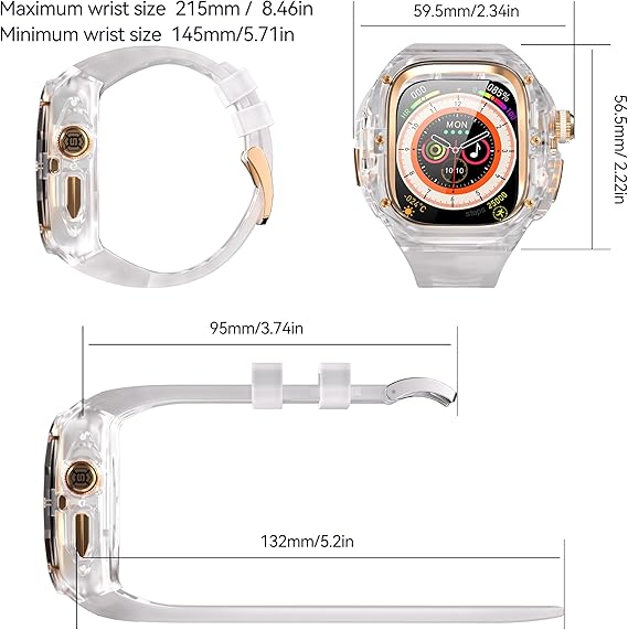 49MM Transparent Rose Gold Luxury Transparent Concept Case By Shopyholy Compatible For Apple Watch Ultra