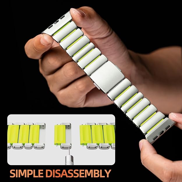 Titanium green Luxury Titanium Dual Layer Silicone Magnetic Link Bands By Shopyholy Compatible For Apple Watch