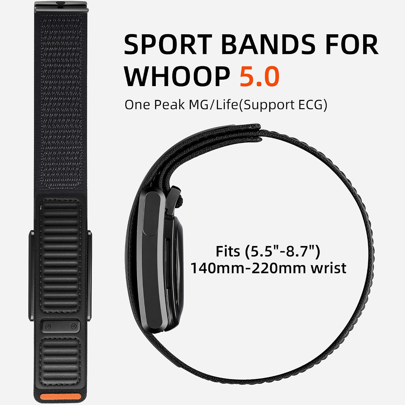 Black Luxury Leather Nylon Navigator Band Compatible for WHOOP 5.0