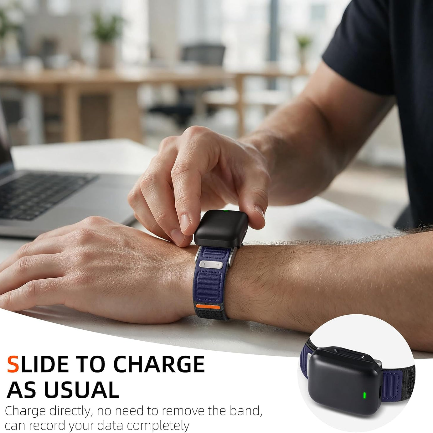Navy Luxury Leather Nylon Navigator Band Compatible for WHOOP 5.0