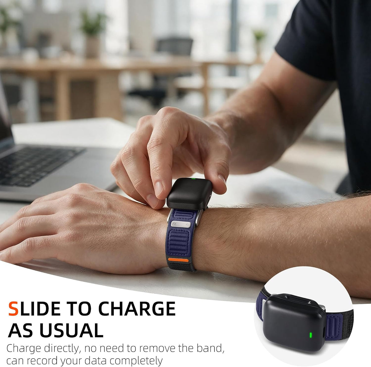 Navy Luxury Leather Nylon Navigator Band Compatible for WHOOP 5.0