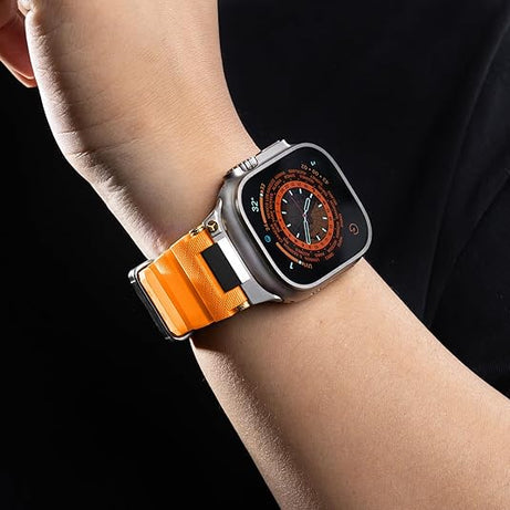 Orange Luxury Veltrix Silicone Straps By Shopyholy Compatible For Apple Watch