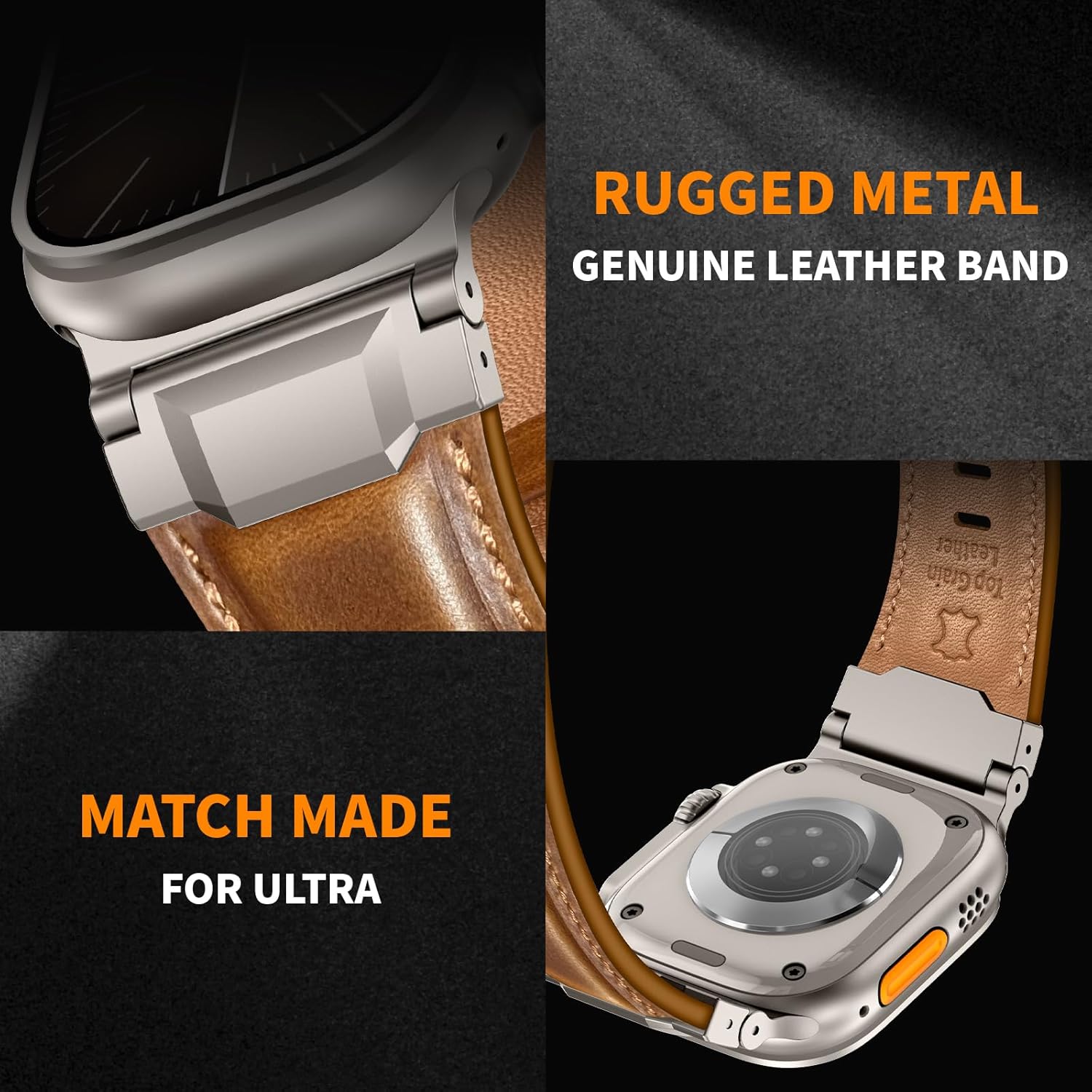 Brown Luxury Cavallo Leather Straps By Shopyholy Compatible For Apple Watch
