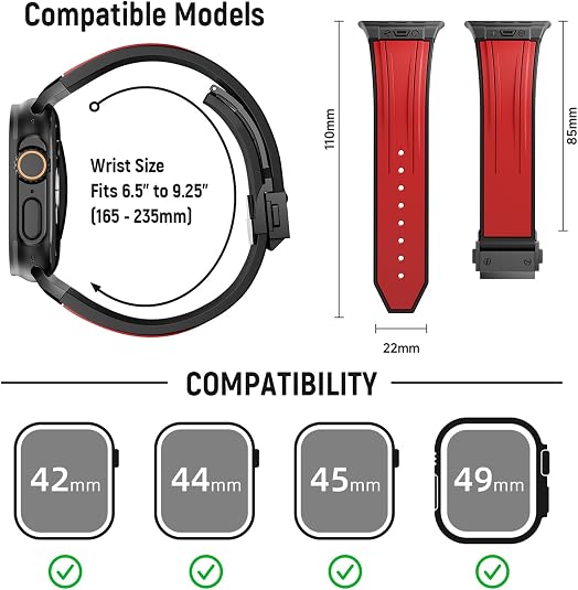 Red B Luxury Mechanical Slicone Sports Band By Shopyholy Compatible For Apple Watch