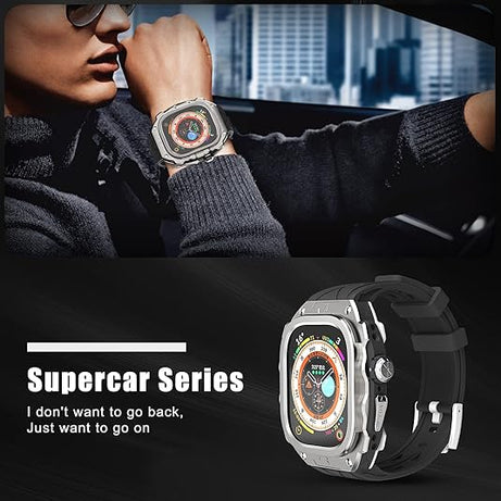 49MM Silver Knight Luxury Racing Case By Shopyholy Compatible For Apple Watch Ultra 1/2 (Copy)